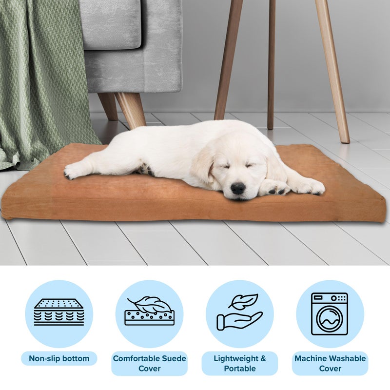 PETMAKER Dog Bed with Removable Cover â€“ 44x35 Pet Bed - 3-Inch Egg Crate Style Foam Orthopedic Dog Mattress, Microsuede, and Non-Slip Crate Pad (Clay) - Image 4